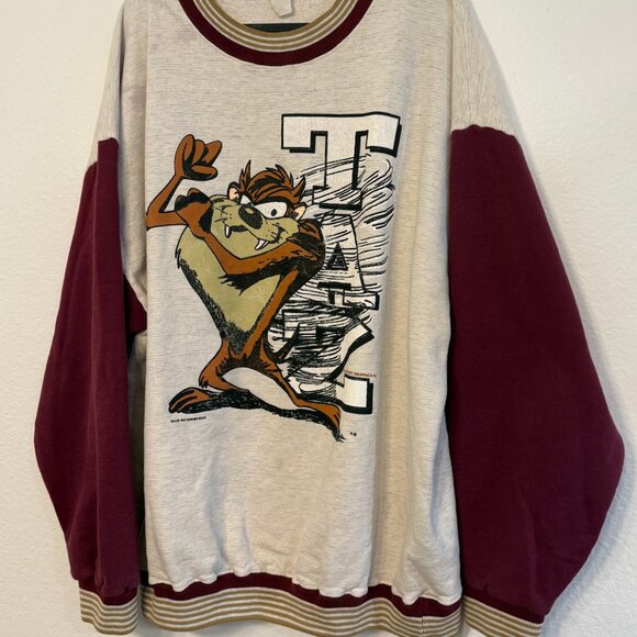 Vintage 90s Tazmania Warner Bros Sweatshirt Tazmania Crewneck Tazmania (XXL) - Picture 1 of 2